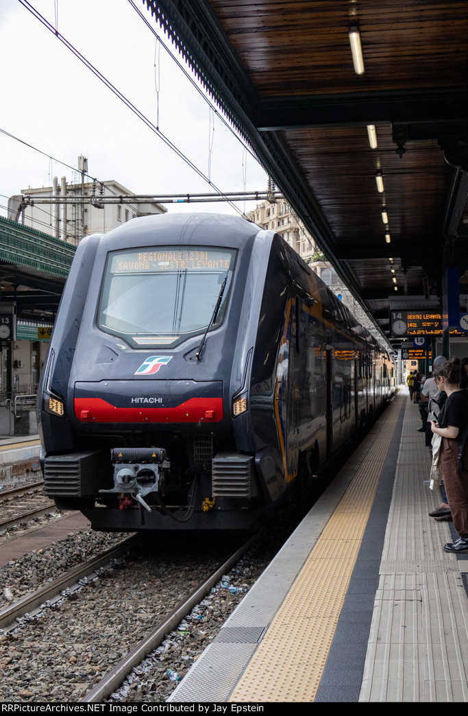 Our train to Sestri Levante arrives at Genova Piazza Principe